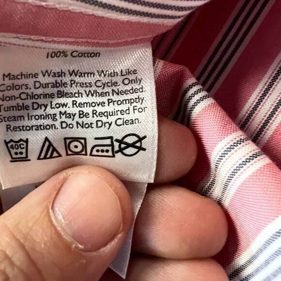 Eddie Bauer Men's Relaxed Fit Button Up Shirt Pink/Multi Striped Large Tall - Picture 9 of 9